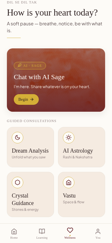 The wellness hub in the app